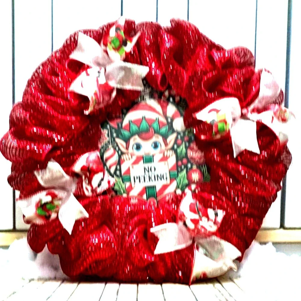 Handmade Mesh Christmas Wreath
